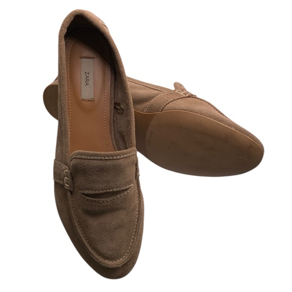 ZARA Tan Suede Penny Loafers - Picture 8 of 9